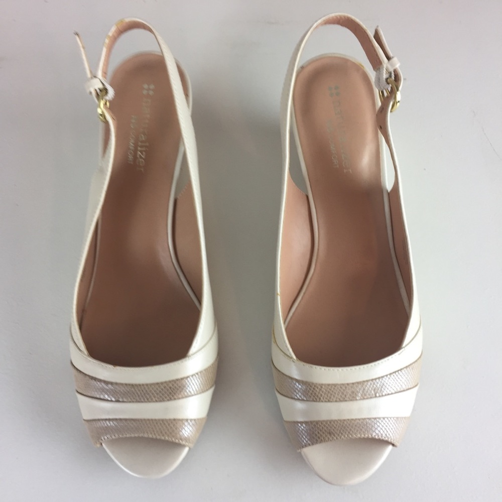 Naturalizer white taupe sling back peep to…